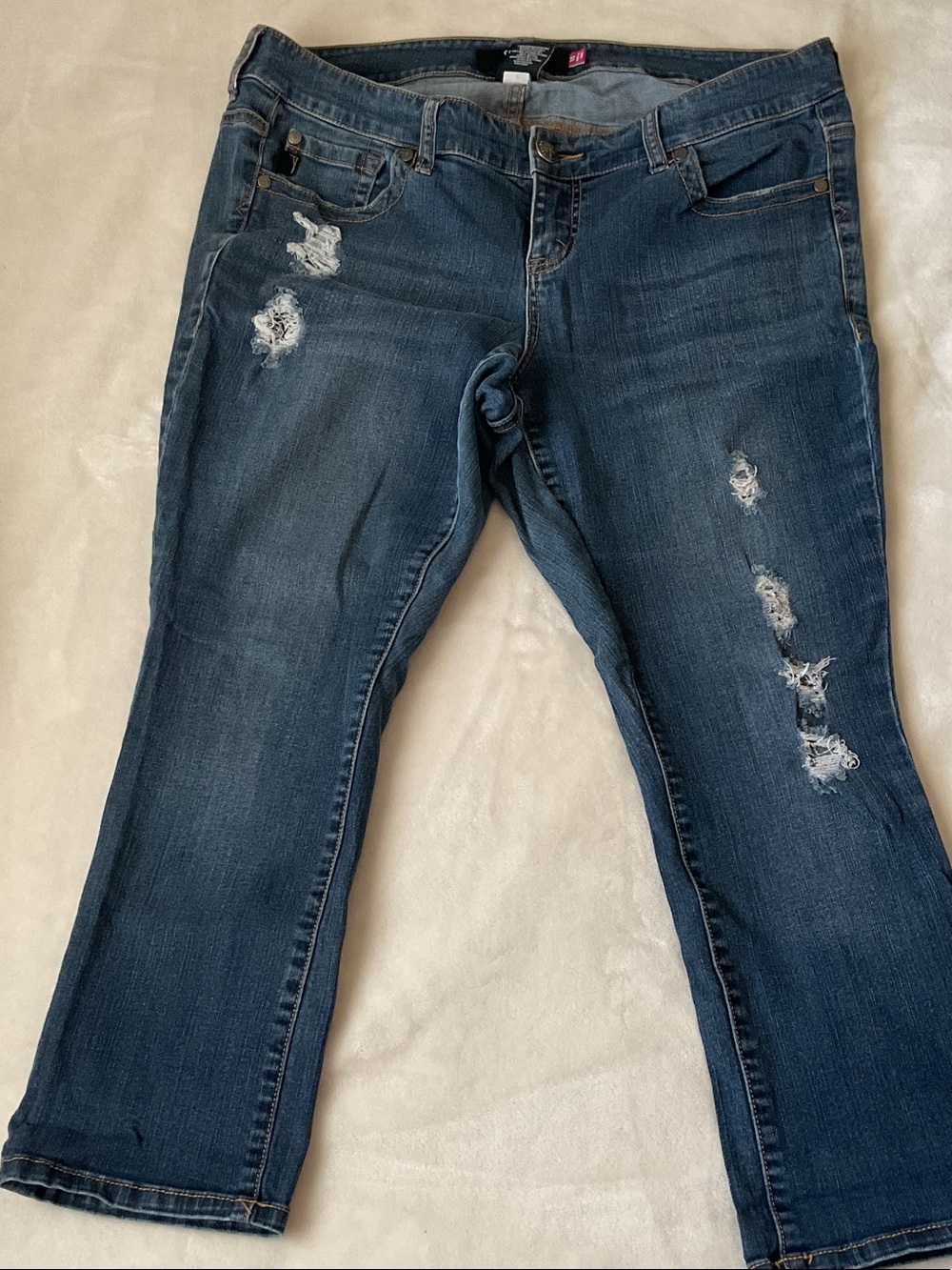 torrid Distressed Dark Wash Straight Leg Jeans